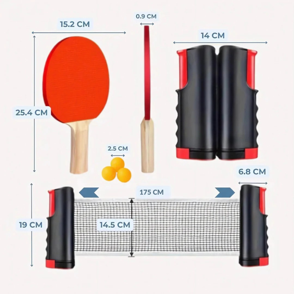 Portable Table Tennis Set – Retractable Net + Rackets & Balls