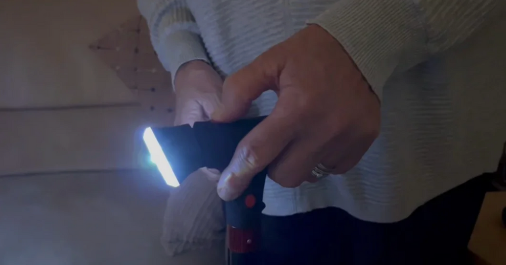 Anti-Fall Support Cane | With LED light, alarm, dual handle & non-slip tip
