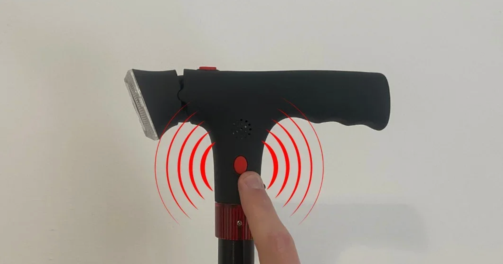 Anti-Fall Support Cane | With LED light, alarm, dual handle & non-slip tip