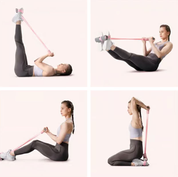Multifunctional exercise band with foot loop for effective full-body training
