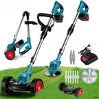 Trådlös & Hopfällbar Grästrimmer 36V – Justerbar Höjd, Hjul & 3 Bladtyper