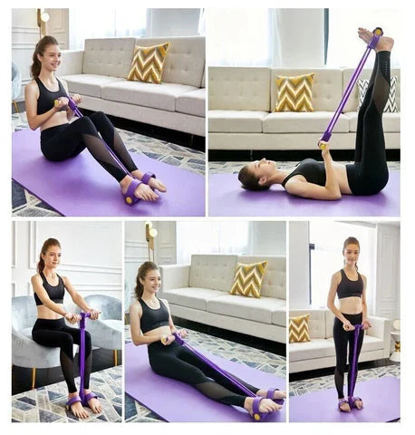 Multifunctional exercise band with foot loop for effective full-body training