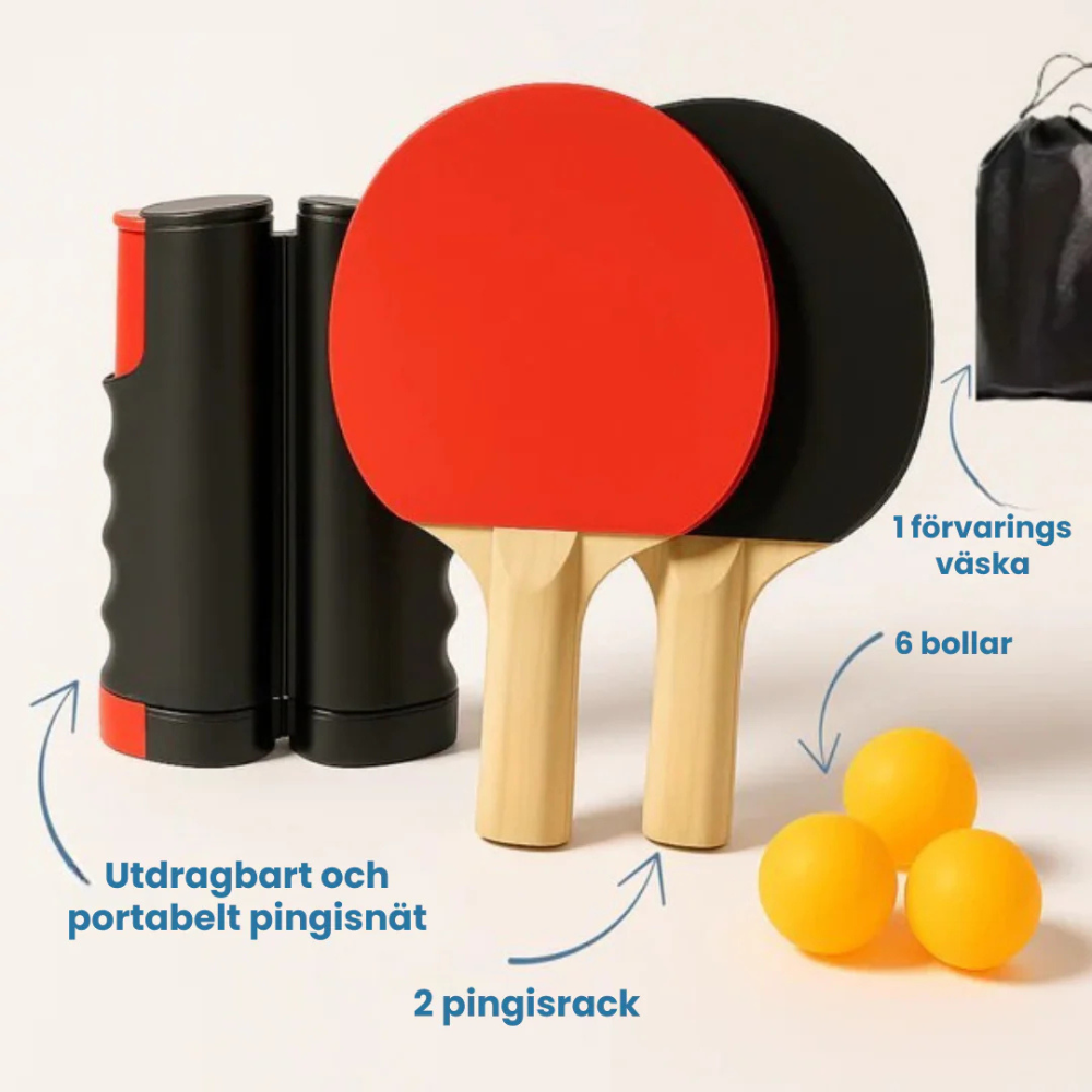Portable Table Tennis Set – Retractable Net + Rackets & Balls