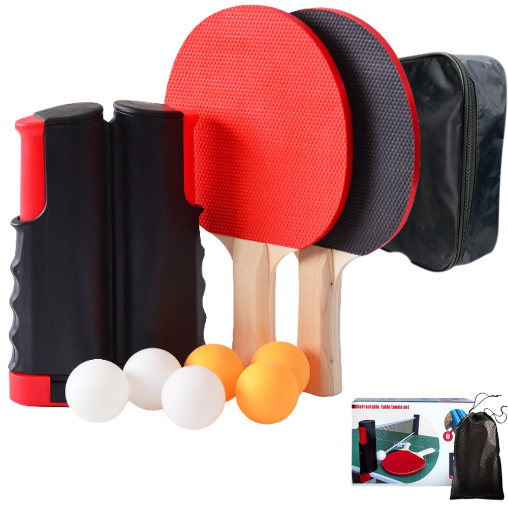 Portable Table Tennis Set – Retractable Net + Rackets & Balls
