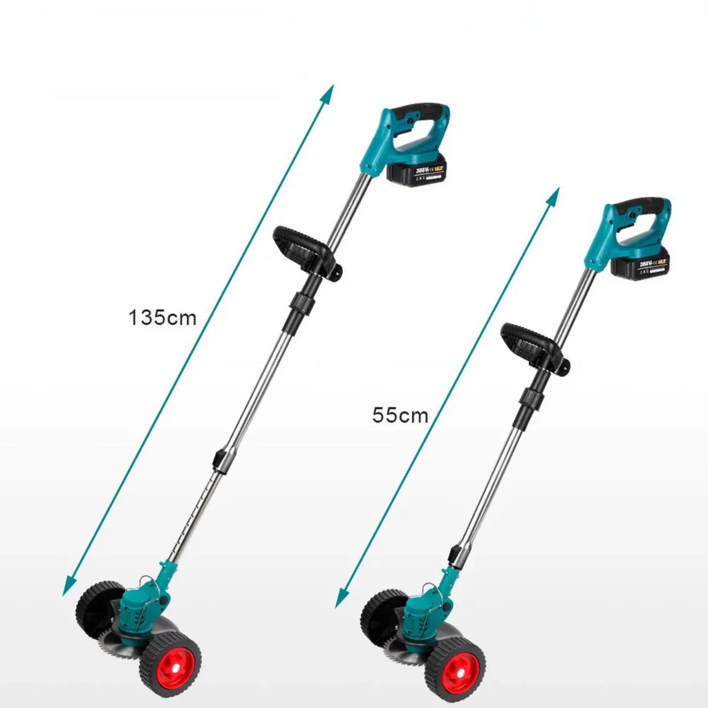 Trådlös & Hopfällbar Grästrimmer 36V – Justerbar Höjd, Hjul & 3 Bladtyper