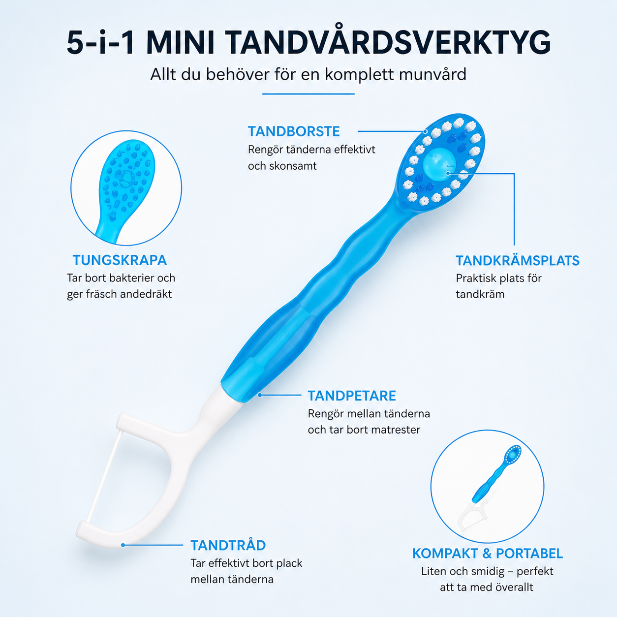 Mini tandborste 5-i-1