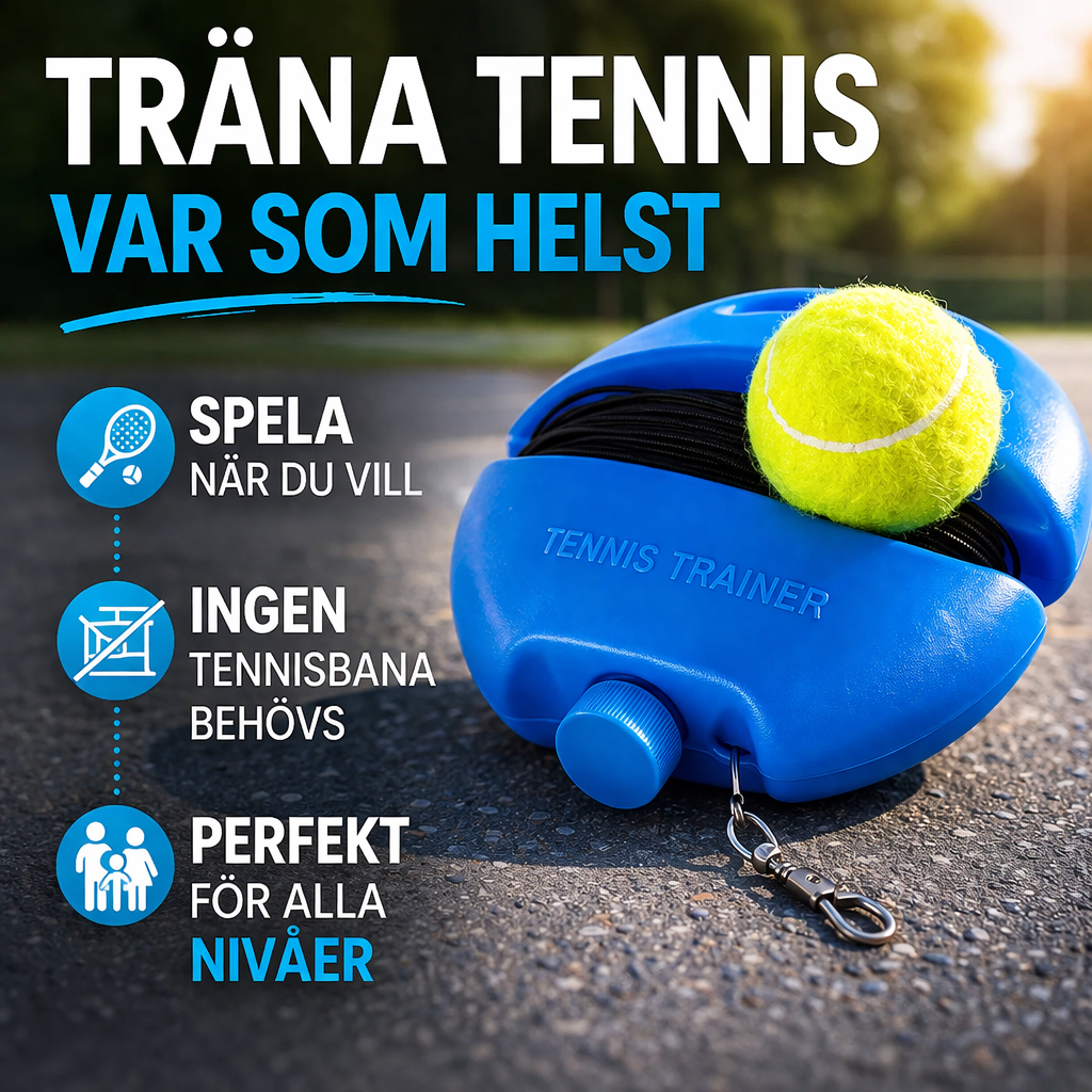 Portable tennis trainer with rebound ball