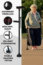 Anti-Fall Stödstav | Med LED-ljus, larm, dubbelhandtag & halkfri fot