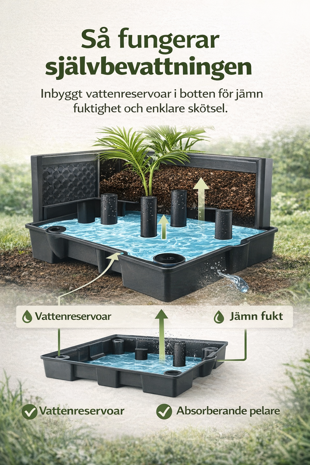 Självbevattnande planteringstorn med spaljé - för blommor och klätterväxter