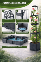 Självbevattnande planteringstorn med spaljé - för blommor och klätterväxter