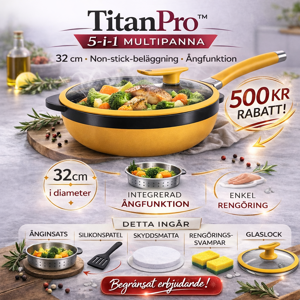 Titanisk Premium Keramisk Multipanna 32 cm med Ångfunktion
