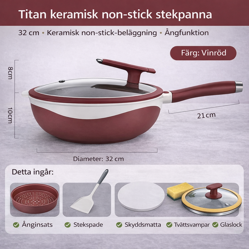 Titanium Premium Ceramic Multi-Pan 32 cm with Steaming Function