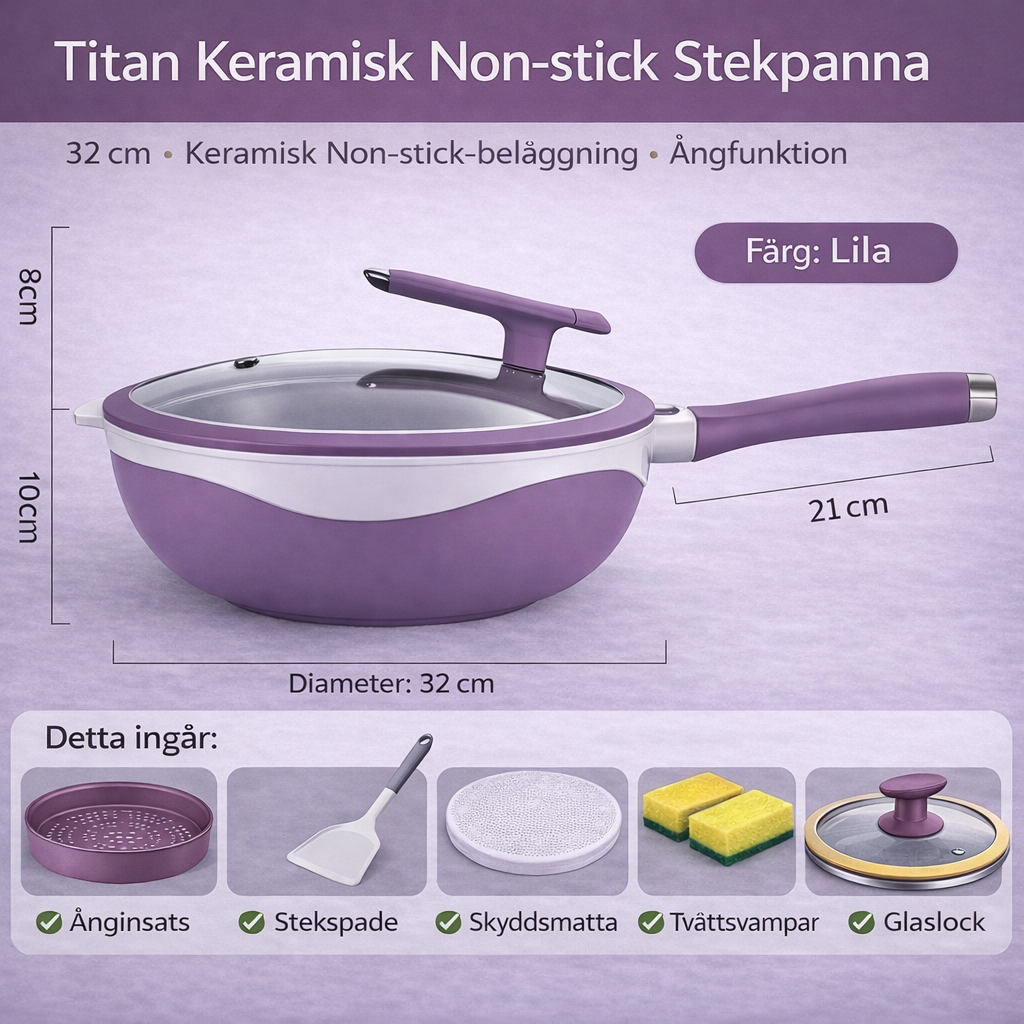 Titanium Premium Ceramic Multi-Pan 32 cm with Steaming Function