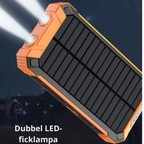 Solcells-Powerbank med dubbel laddning (USB och solcell)