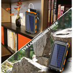 Solcells-Powerbank med dubbel laddning (USB och solcell)
