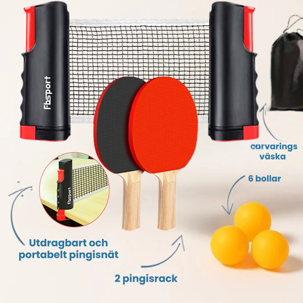 Portable Table Tennis Set – Retractable Net + Rackets & Balls
