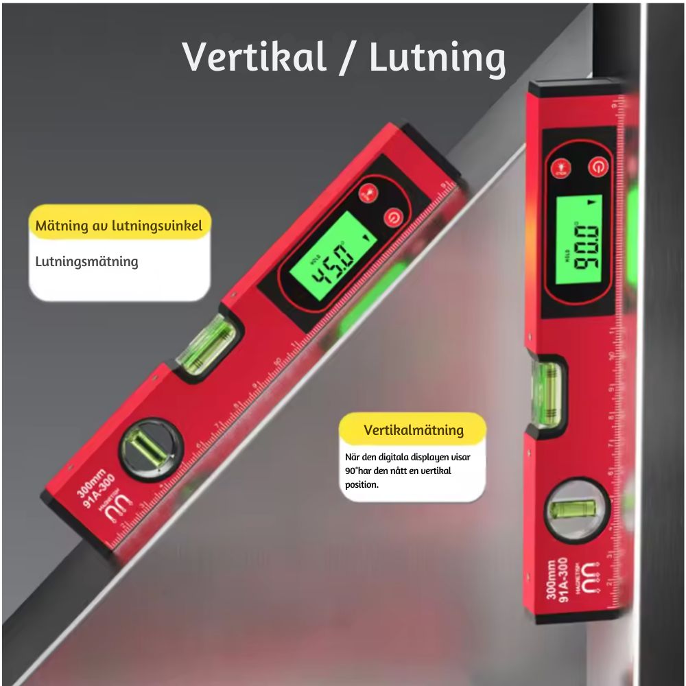 Smart Digital Level Ruler with Magnetic Base and LCD Display