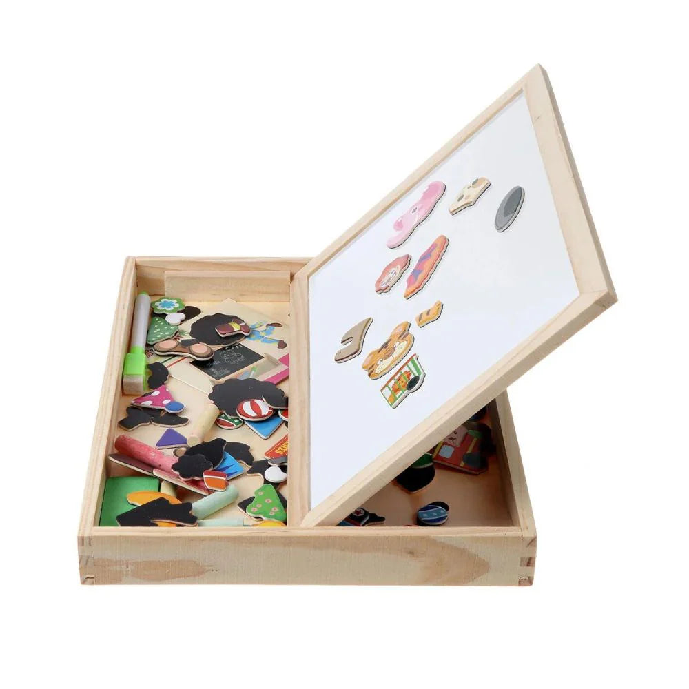 Montessori Drawing Board and Magnetic Puzzle 2-in-1