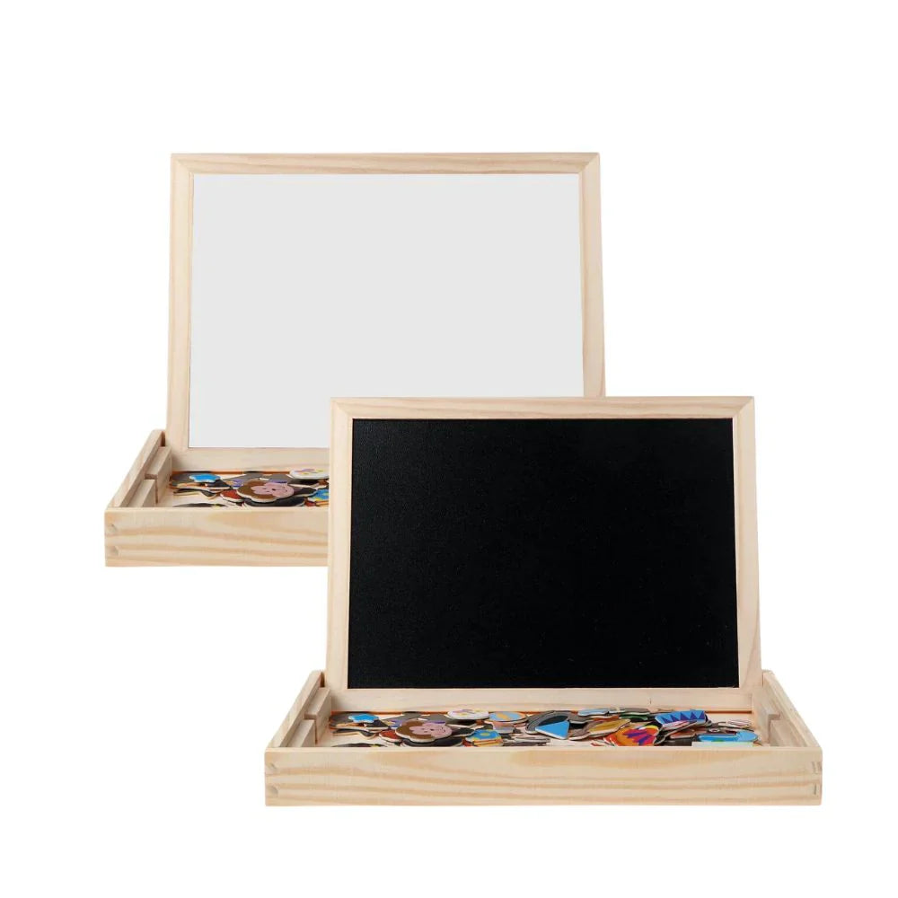 Montessori Drawing Board and Magnetic Puzzle 2-in-1