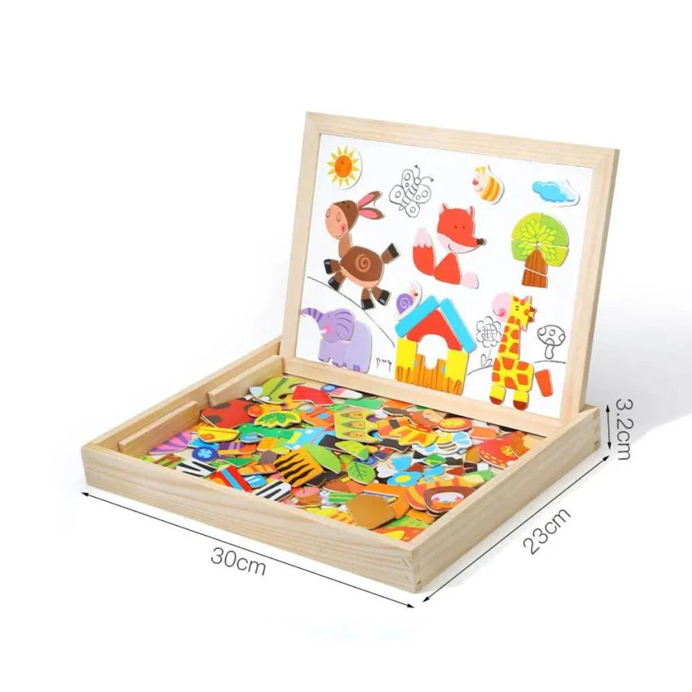 Montessori Drawing Board and Magnetic Puzzle 2-in-1