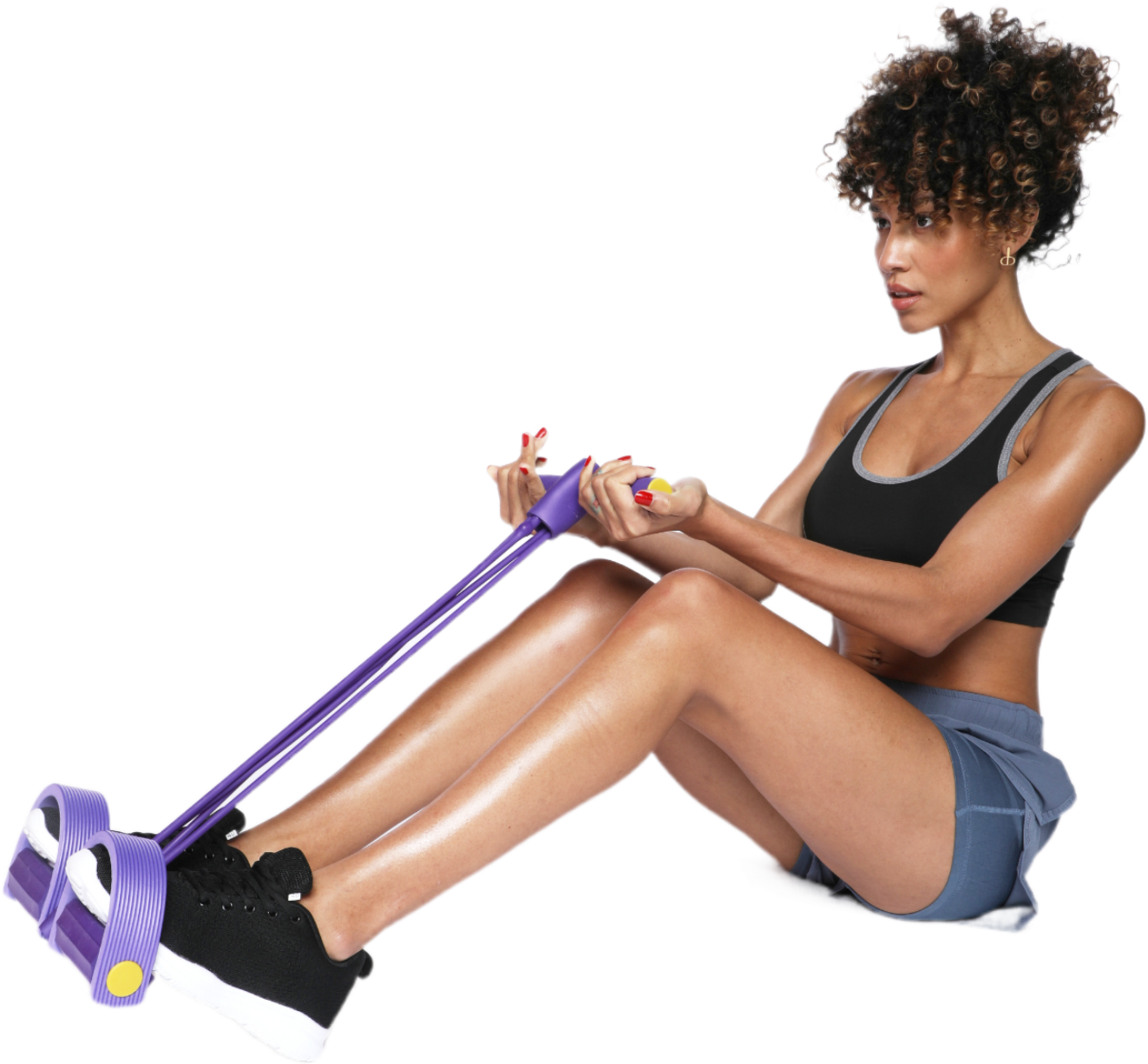 Multifunctional exercise band with foot loop for effective full-body training