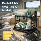 Diskställ 2 våningar med avrinning – smart kökslösning