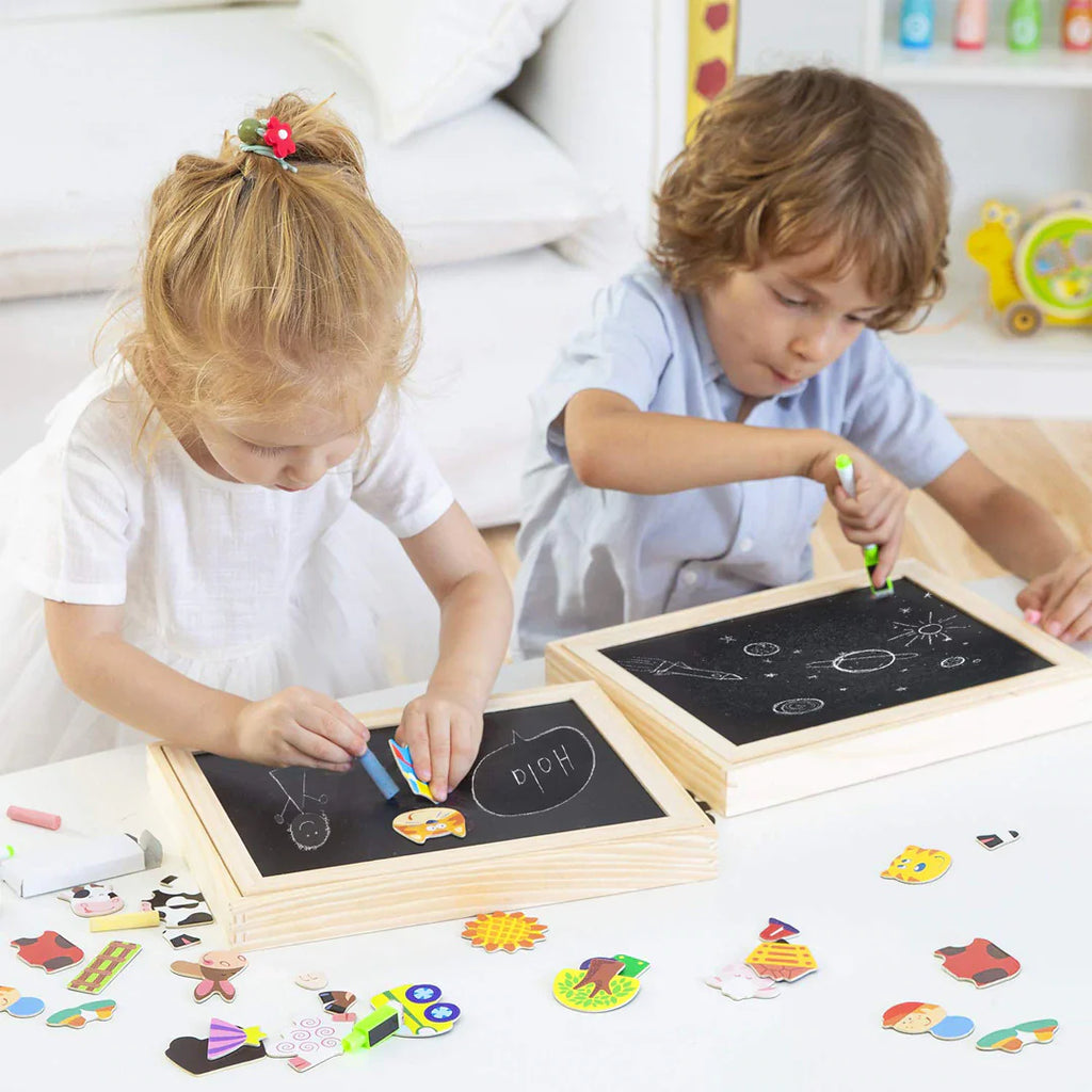 Montessori Drawing Board and Magnetic Puzzle 2-in-1
