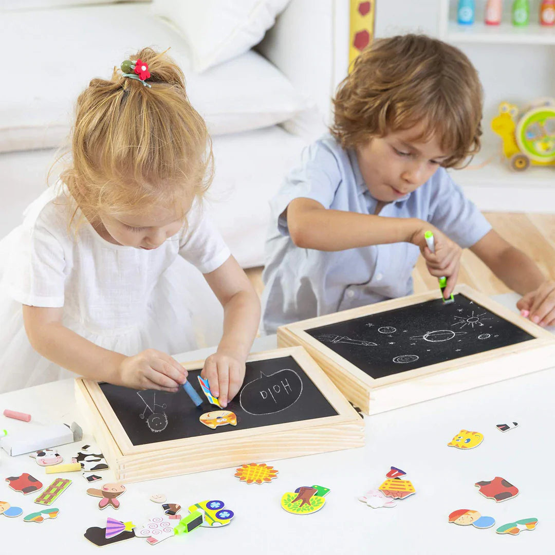 Montessori Drawing Board and Magnetic Puzzle 2-in-1
