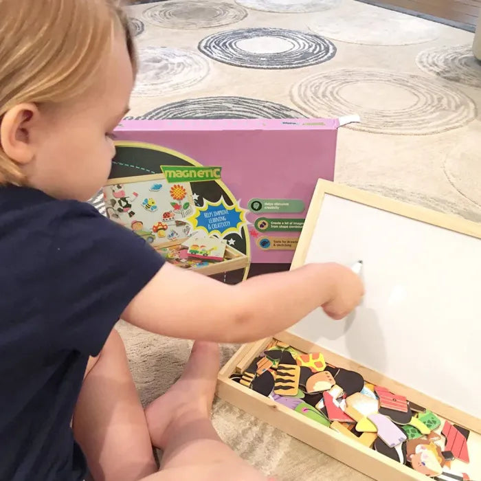 Montessori Drawing Board and Magnetic Puzzle 2-in-1