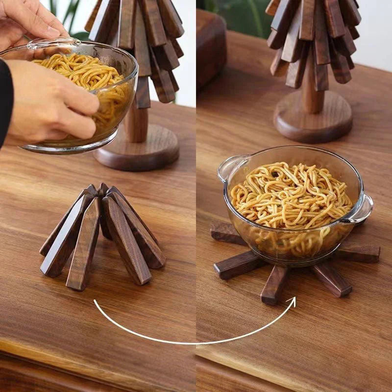 Skandinaviskt Valnötsset – Träunderlägg med Ställ (3-pack)