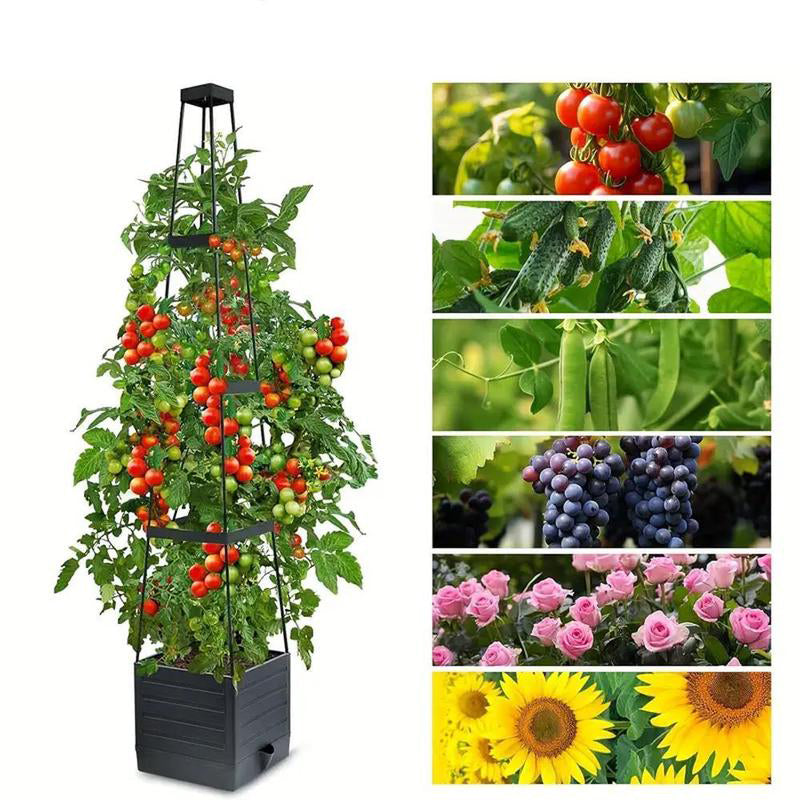 Självbevattnande planteringstorn med spaljé - för blommor och klätterväxter