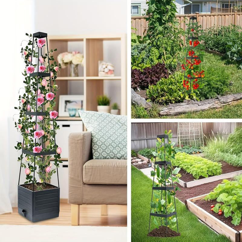 Självbevattnande planteringstorn med spaljé - för blommor och klätterväxter